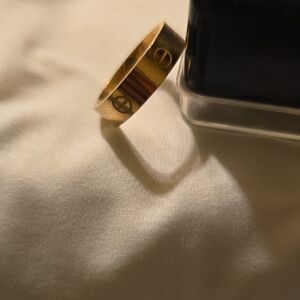 Screw Ring Rose Gold Tone with Engraved Design